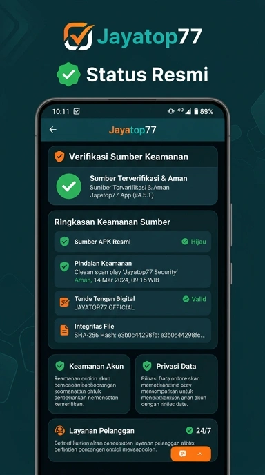Tampilan kanal resmi jayatop77